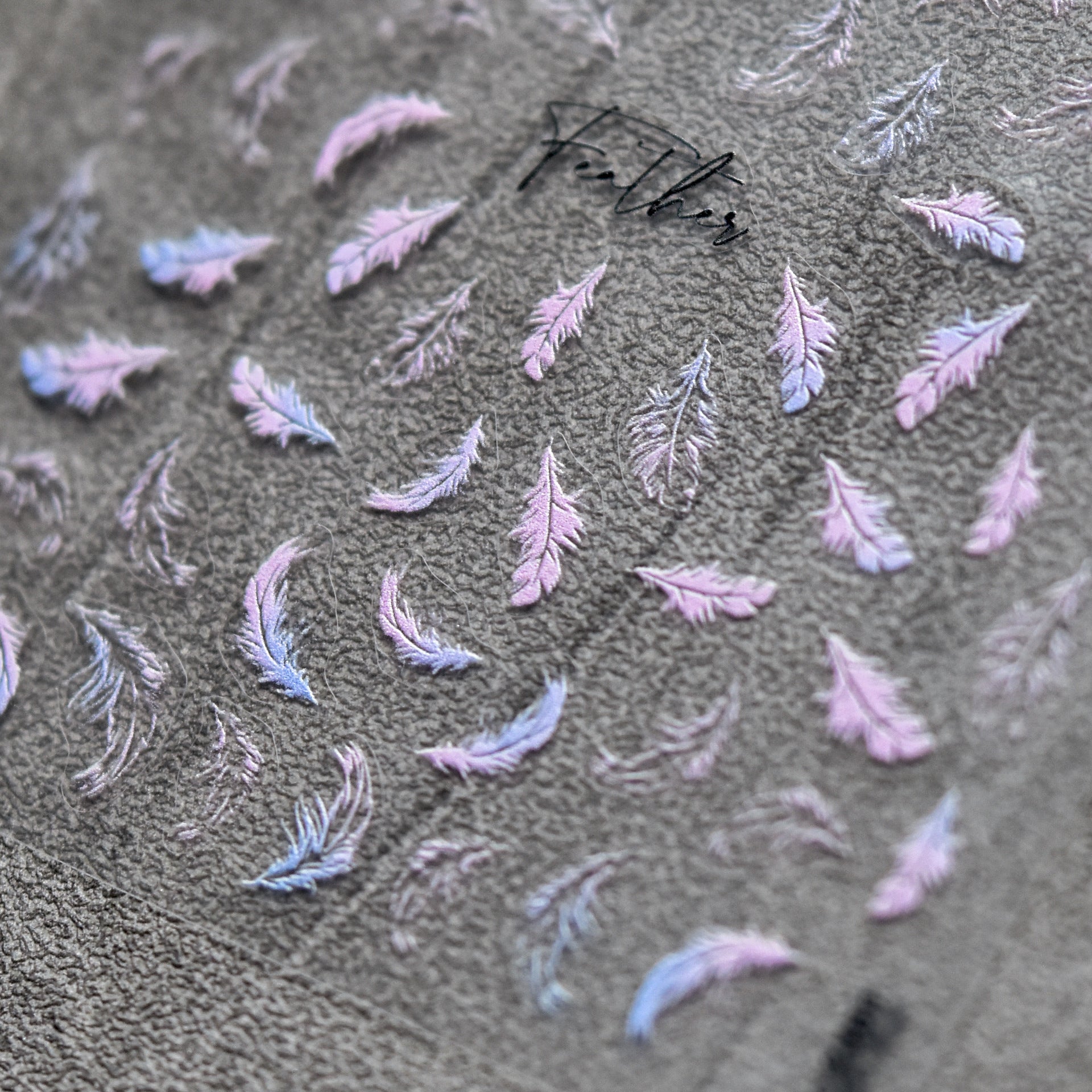 Elegant Feather: "White Feather Emboss" – 3D Embossed Nail Sticker