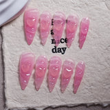 Sheer Pink Heart Jelly Stiletto Press On Nails