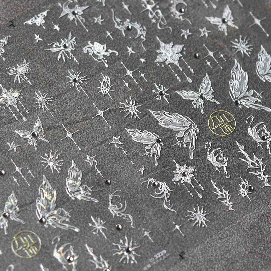 365nails: 홀로그램 요정 날개 별 크리스탈 세트 — 네일 스티커