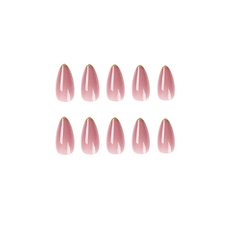 Unhas de pressão Art Naked Pink French Phnom Penh Glitter Unhas de pressão Art Finished Atacado unhas de pressão｜365nails