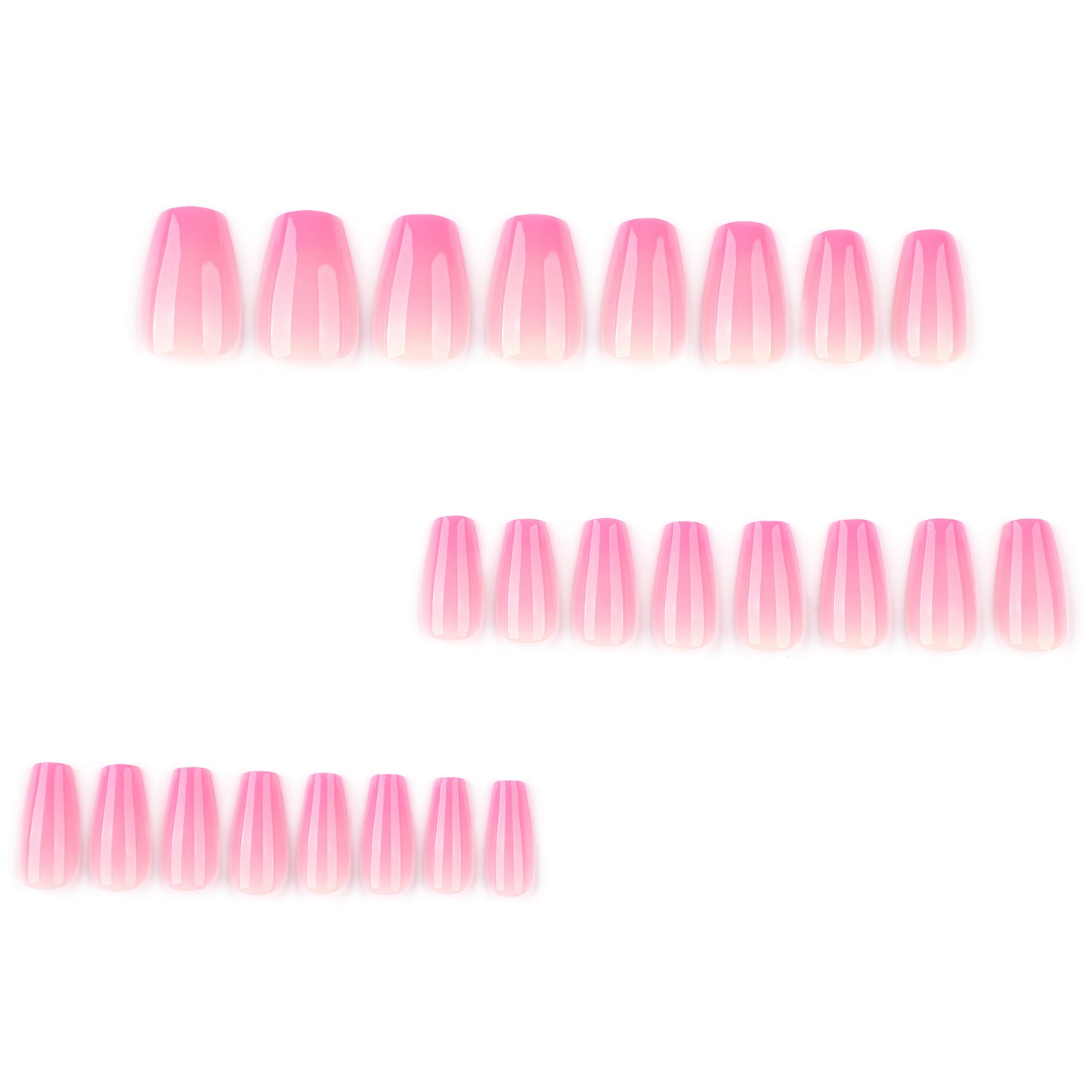 Rose red gradual change wearing nail short ballet nail piece simple  hot-selling wearing fake nail wholesale｜365nails