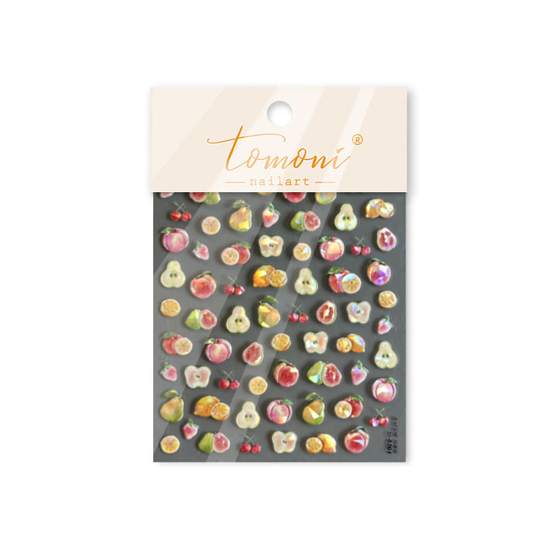 Iridescent Summer Fruits: "Fruity Summer Glow" – 5D Embossed Nail Sticker
