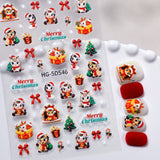 Original Snowflake Unicorn Nail Art Sticker 5D Embossed Three-dimensional Christmas Pony DIY Nail Sticker Ornament HG