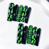 Neon Green Splatter Glossy Press On Nail Set