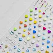 Rainbow Heart Dot Collection: "Sweet Love" – 3D Embossed Nail Sticker