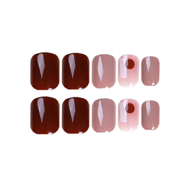 櫻桃紅跳色塗鴉短款成品甲片（批發）｜365nails