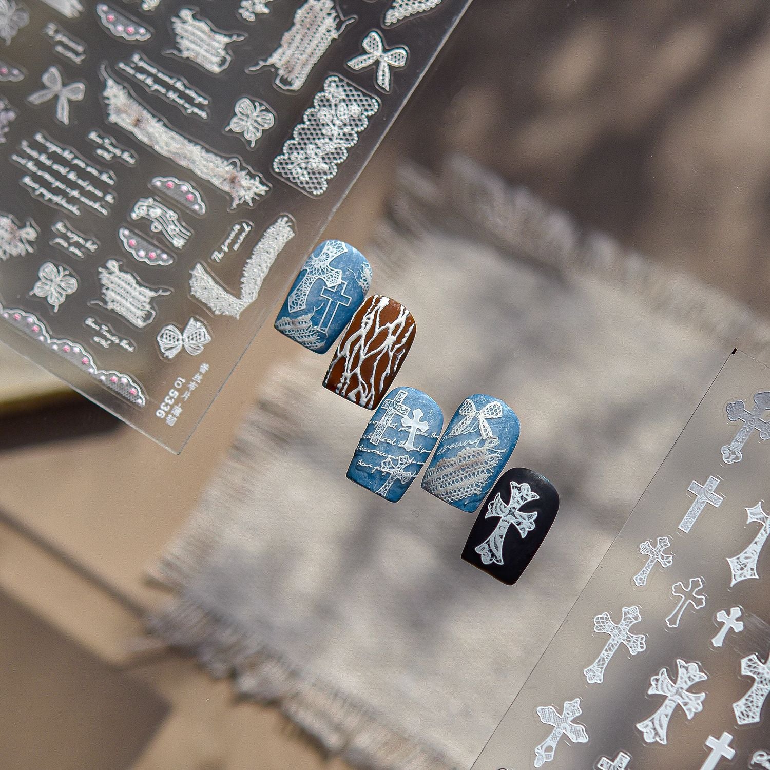 Gothic Cross Collection: "Sacred Cross" – 3D Embossed Nail Sticker