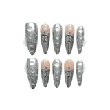 Uñas explosivas de gota de agua con forma de cruz de diamante, estilo heavy industry, punk, gótico, nicho, Spice Girls, Dark Wear | 365nails