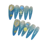 Ocean Wave Cat Eye Shell Press On Nails