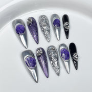 Vintage Metal Nails with Sweet-Cool Purple Sparkle