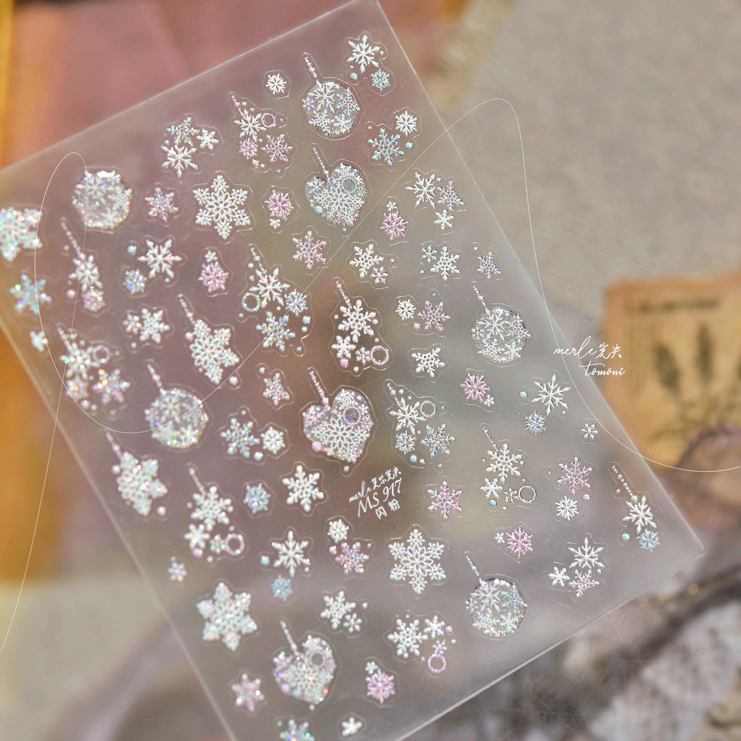 White Snowflake Winter Collection: "Frosty Elegance" – 3D Embossed Nail Sticker
