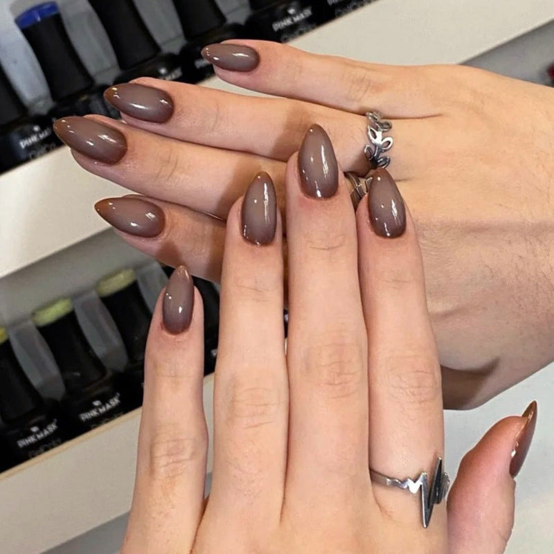 Brown Smoky Gradient Glossy Press-On Nails