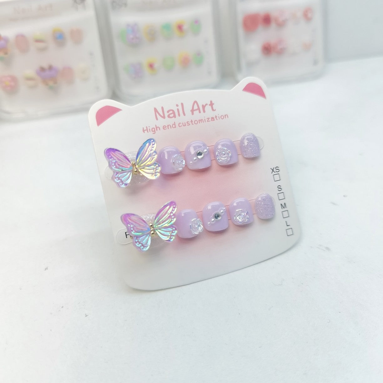 極光蝴蝶粉彩兒童可愛穿戴甲套組