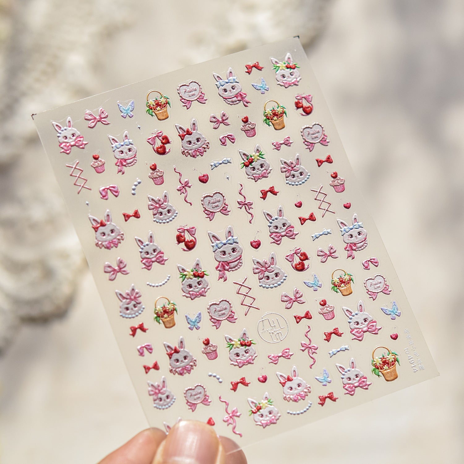 365nails: "Cute Pink Bunny & Bow" – nail art stickers