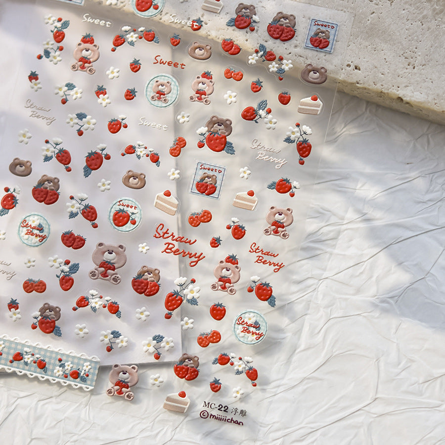 365nails: "miiiichan Strawberry Bear Sweet" – Nail Art Stickers