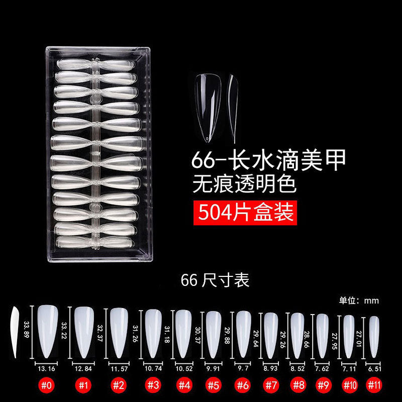 Nail Tips Nail piece Wearable transparent almond nail polish water drop nail ballet nail seamless 504 pieces Boxed patch manicure fake nail