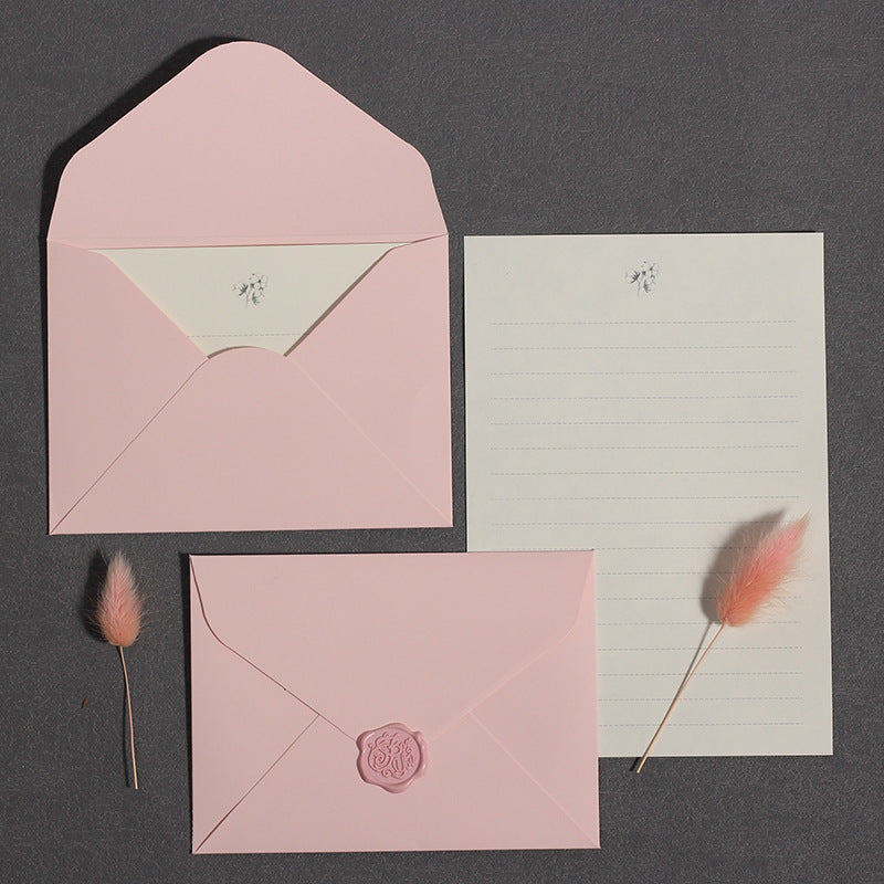 Romantic Blush Pink Envelope With Floral Wax Seal (MOQ=7)