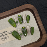 Melbourne Green cat eye Advanced Sense Niche Beauty Pure Handmade s | 365nails