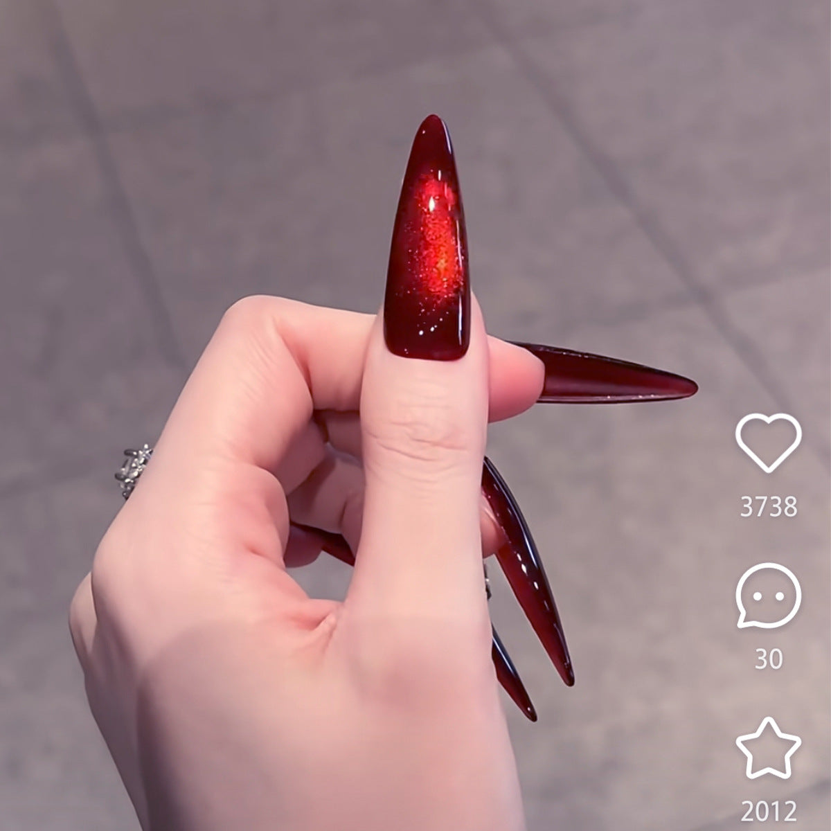 365nails Gothic: "Vampire's Kiss" – Extra Long Stiletto Deep Red Press On Nails
