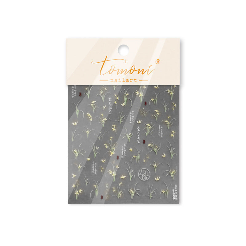 Chinese Orchid Collection: "Elegant Orchid" – 3D Embossed Nail Sticker