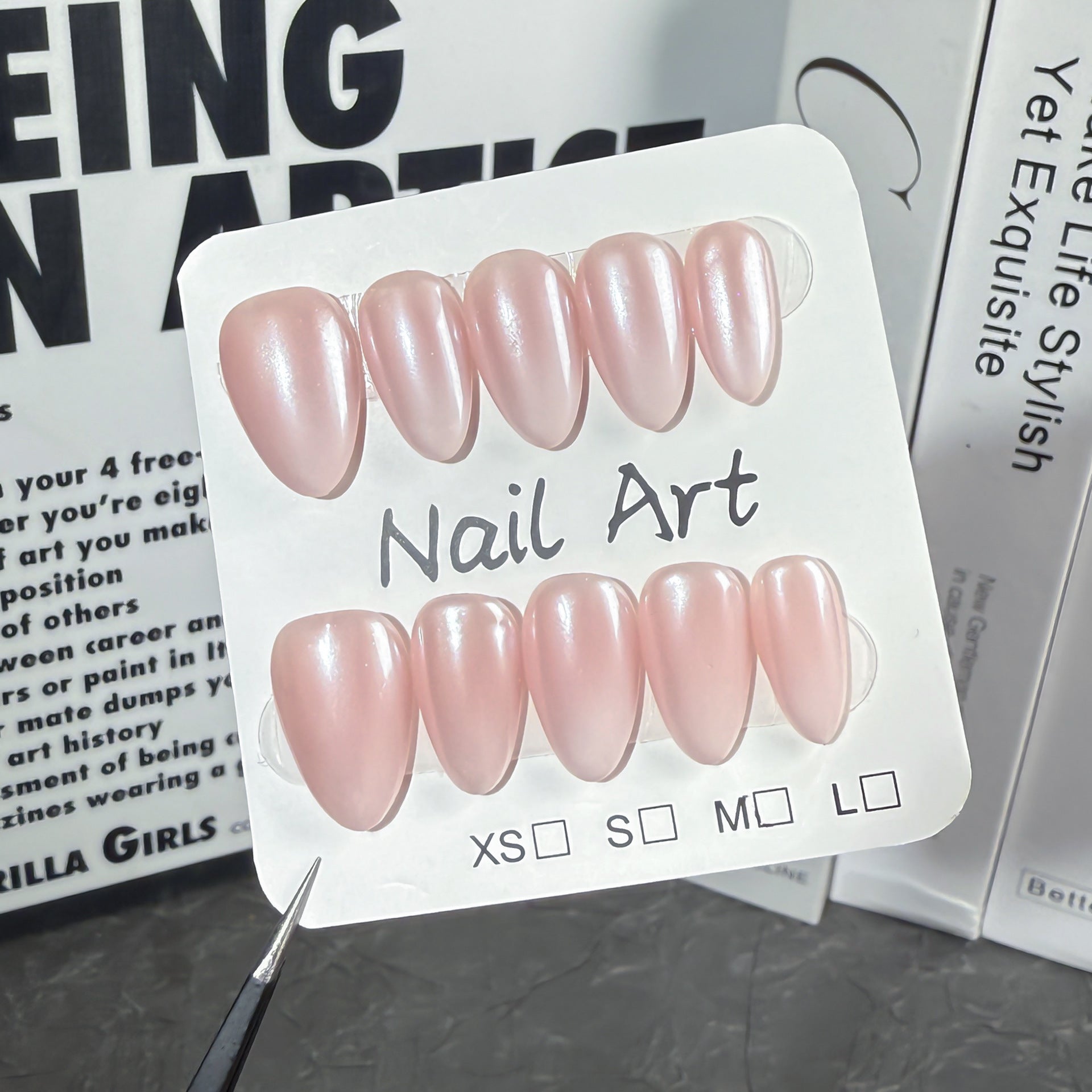 Unhas Postiças Pearl Blush Curtas Amêndoa