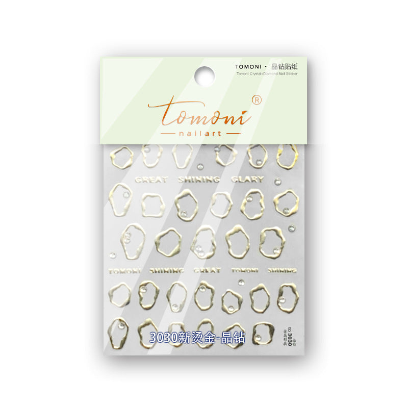 365nails: "Armação Dourada Irregular com Cristal" – adesivos para unhas