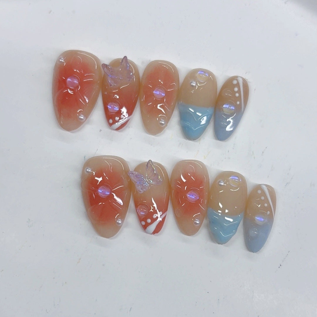 Miragem do Deserto: "Crepúsculo Âmbar" – Unhas Postiças de Amêndoa