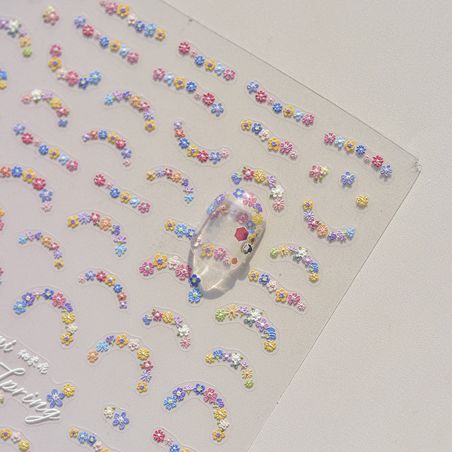Spring Flower Frame Collection: "Japanese Holographic Flower Frame" – 3D Embossed Nail Sticker