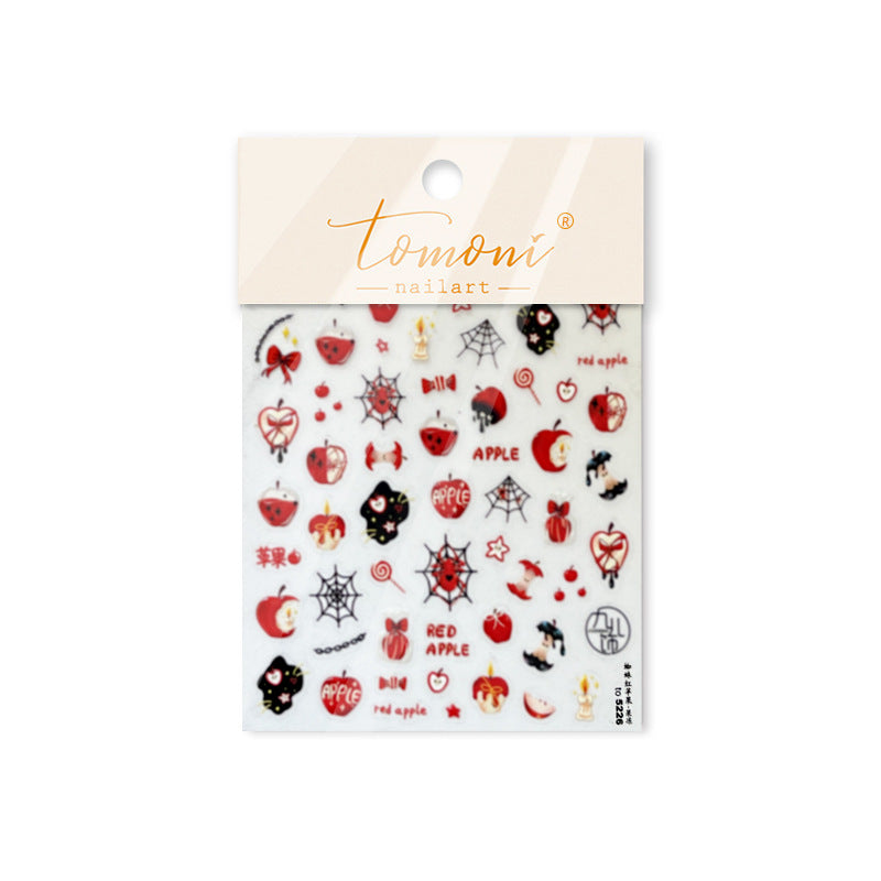 365nails 고딕 레드 사과 & 거미 네일 아트 스티커