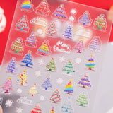 Winter Christmas Tree Nail Art Sticker 5D Embossed Three-dimensional Adhesive Christmas Ornament Nail Sticker SL
