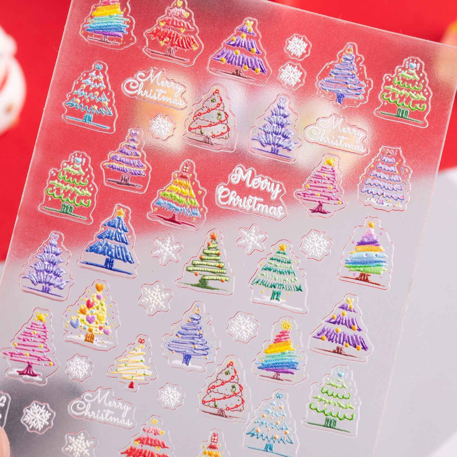Winter Christmas Tree Nail Art Sticker 5D Embossed Three-dimensional Adhesive Christmas Ornament Nail Sticker SL
