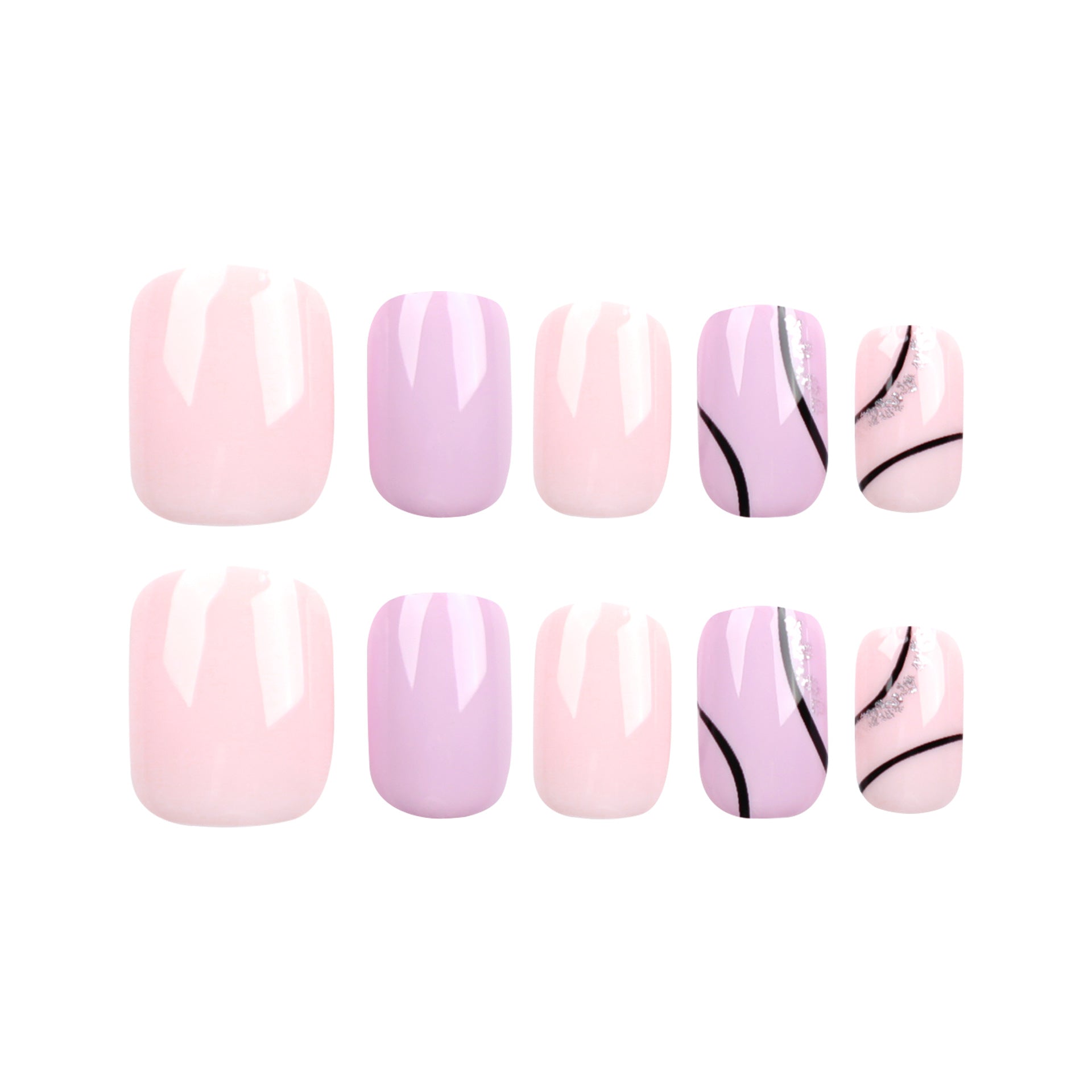 純色短款穿戴甲 簡約線條指甲貼片 批發｜365nails