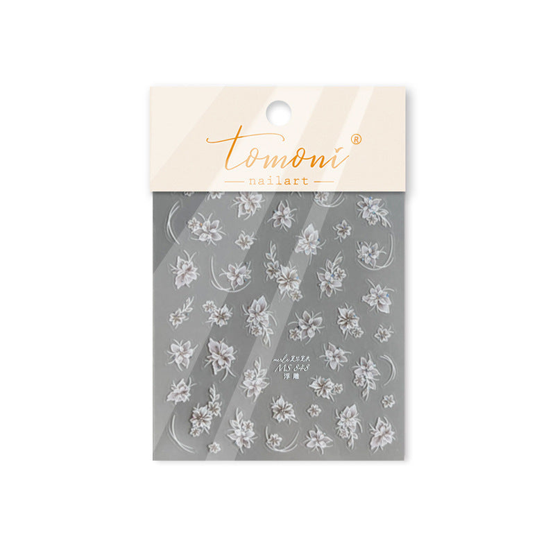 365nails: "Flor de Lírio em Alto Relevo Transparente" – Adesivos para Unhas