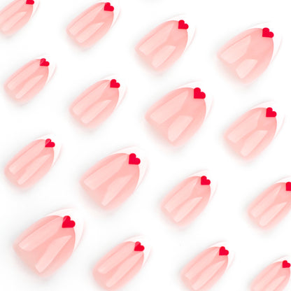 Simple French white  red love minimalist Valentine's Day nail piece press on nails nail piece｜365nails