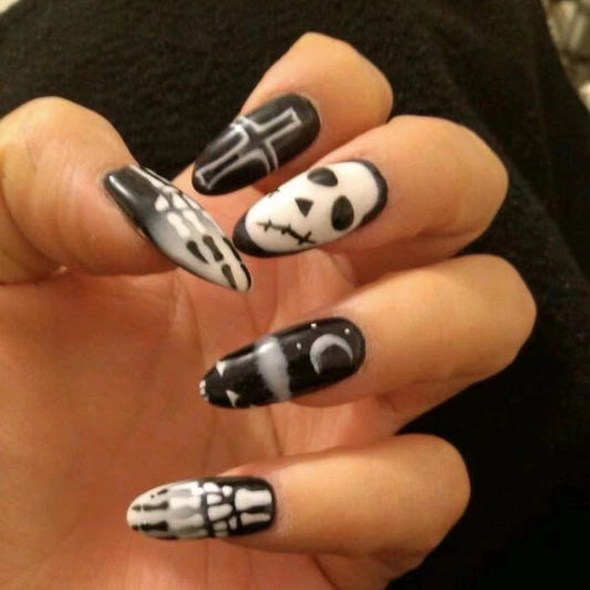 Halloween Round Nail Collection Press on nails Art Finished Products Press on Nails Fake Nails Nail Art Patches Nail Patches｜365nails