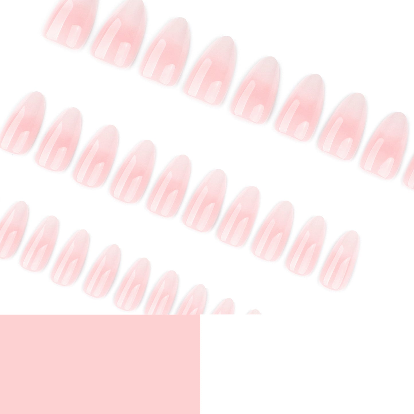 30 pcs simple French pink and white gradual change almond-shaped