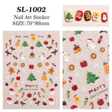 Winter Christmas Tree Nail Art Sticker 5D Embossed Three-dimensional Adhesive Christmas Ornament Nail Sticker SL
