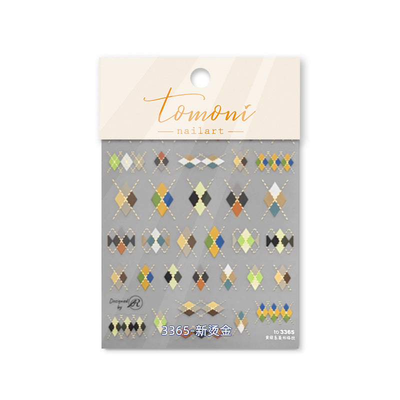Argyle Plaid Embossed: "Vintage Preppy" – 5D Embossed Nail Sticker