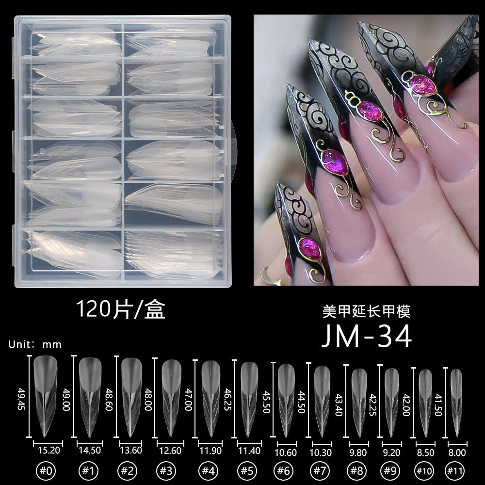 Nail Tips New nail mold 3D three-dimensional 120 pieces boxed nail art extension paper-free fast transparent crystal nail film wholesale