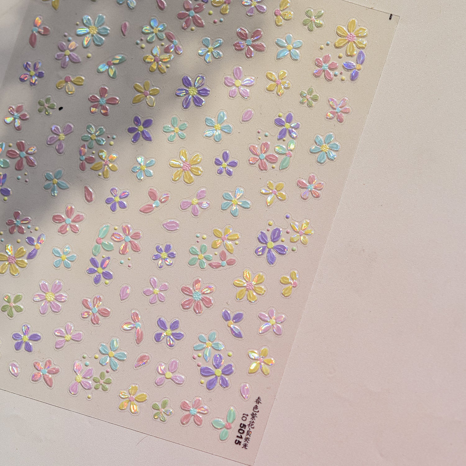 Macaron Five-Petal Flower Collection: "Pastel Flower Bloom" – 3D Embossed Nail Sticker
