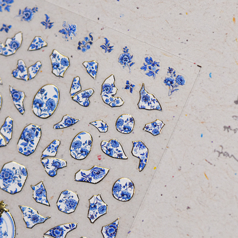 365nails: "Blue and White Porcelain Shard" – nail art stickers