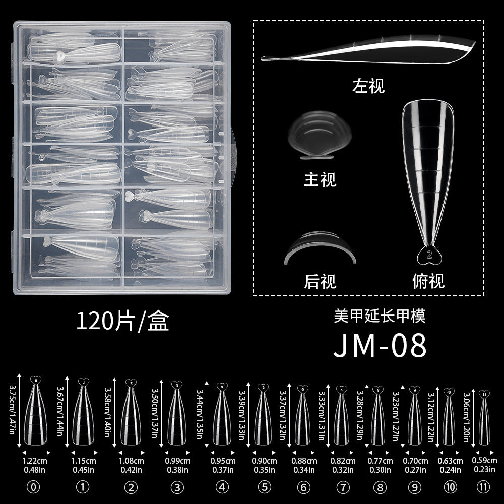 Nail Tips 120 transparent crystal nail molds, boxed with graduated crystal extension nail molds,  rapid phototherapy extension nail molds