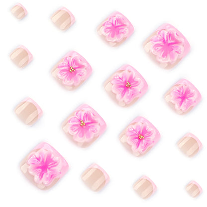 hot-selling  press on nails and foot nail 3D flower summer manicure foot nail piece toenail piece finished product wholesale｜365nails