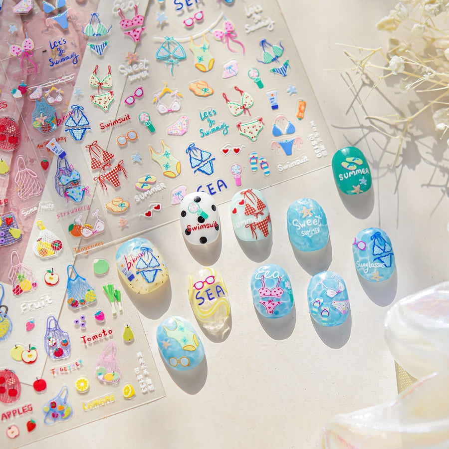Fresh Market Fruit: "Farm to Nail" – 5D Embossed Nail Sticker