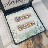 Verão fresco luar azul brilhante diamante curto manicure patch destacável unhas postiças puras feitas à mão unhas press-on atacado ｜ 365nails