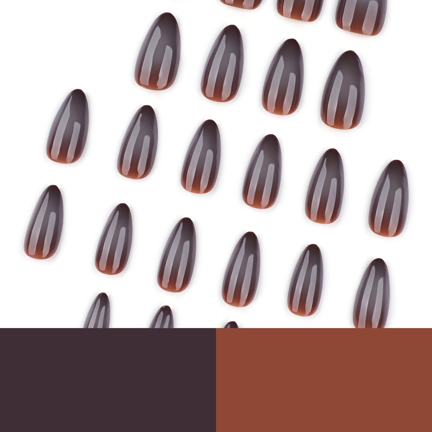 Brown Smoky Gradient Glossy Press-On Nails