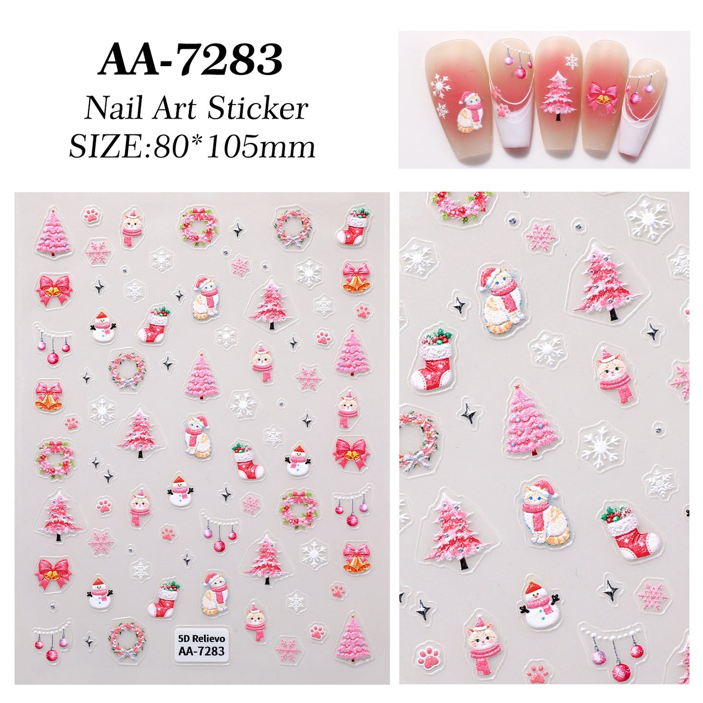 Original Christmas element nail art sticker 5D relief three-dimensional happy Christmas DIY nail sticker jewelry AA