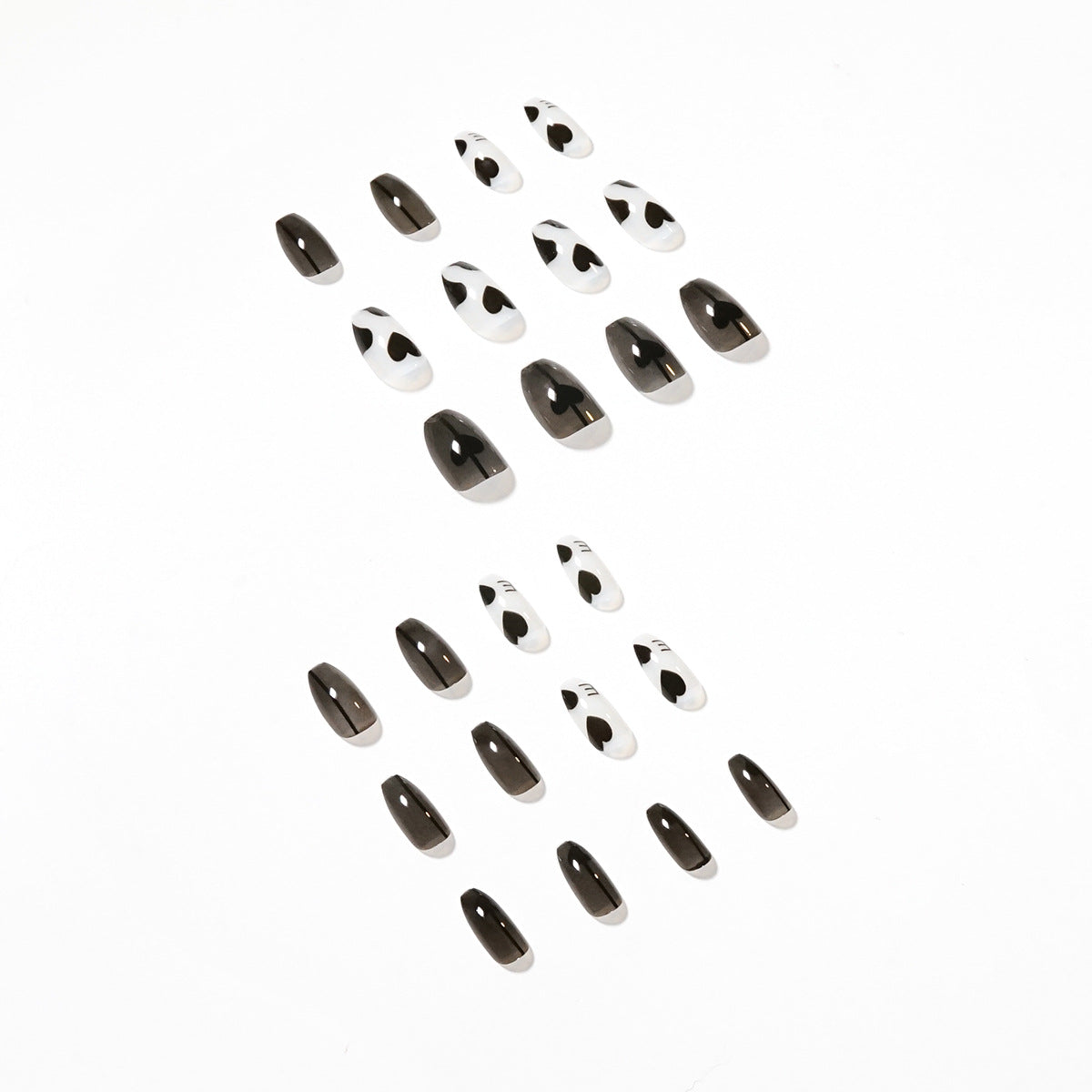 煙燻冷調 黑桃與愛心圖案 成品可卸穿戴甲 甲片｜365nails