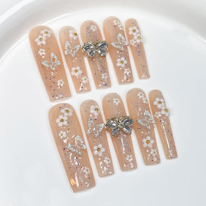 Medium Long Oval, Handmade press on nails, sweet｜365nails