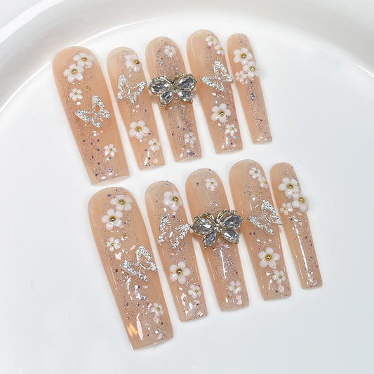 Medium Long Oval, Handmade press on nails, sweet｜365nails